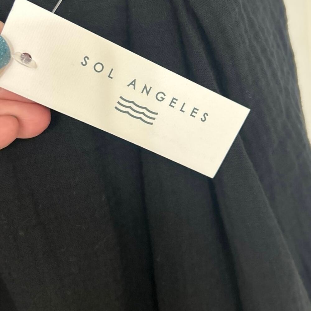 Sol Angeles Black Cotton Gauze Maxi Dress Open Back Beachy Minimalist Resort M/L - Picture 10 of 12